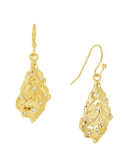 Sterling Forever Women's Chrissy Cubic Zirconia Leaf Drop Earrings In Gold