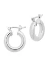 Sterling Forever Women's Chunky Tube Silver Plated Hoop Earrings, 75"