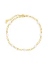 Sterling Forever Coast Pearl Anklet In Gold