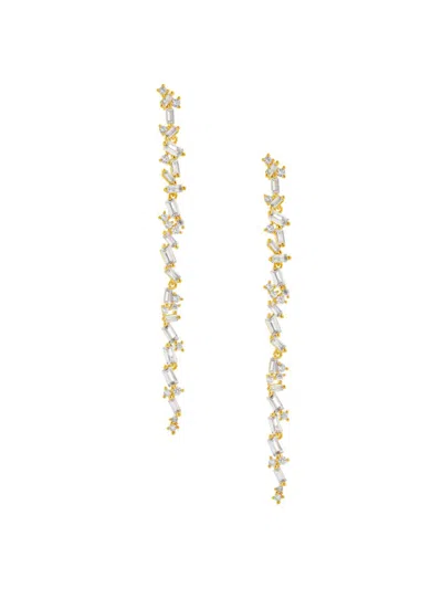 Sterling Forever Women's Connie 14k Goldplated & Cubic Zirconia Dangle Cluster Earrings In Brass
