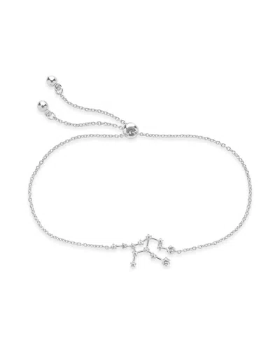 Sterling Forever Rhodium Plated Cz Constellation Bolo Bracelet In Virgo Silver