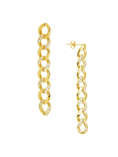 Sterling Forever Women's Cubic Zirconia Cuban Chain Drop Earrings In Goldtone