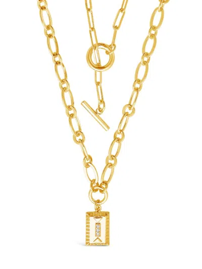 Sterling Forever Women's Cubic Zirconia Layered Toggle Pendant Chain Necklace In Yellow Goldtone