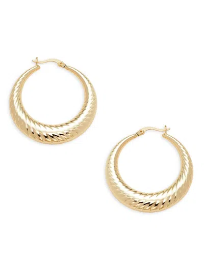 Sterling Forever Women's Delia 14k Goldplated Stainless Steel Hoop Earrings In Neutral