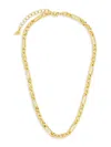 Sterling Forever 14k Plated Tegan Textured Long Link Necklace In Goldtone