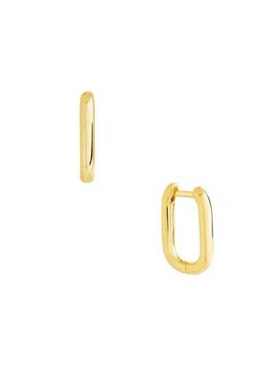 Sterling Forever Women's Geometric Hoop Earrings In Yellow