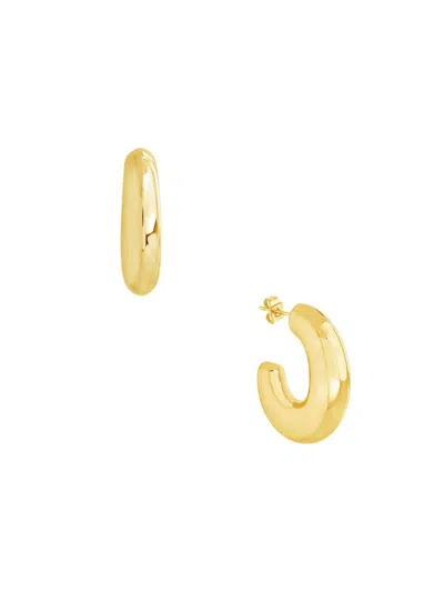 Sterling Forever Women's Geometric Tube Hoop Earrings In Yellow