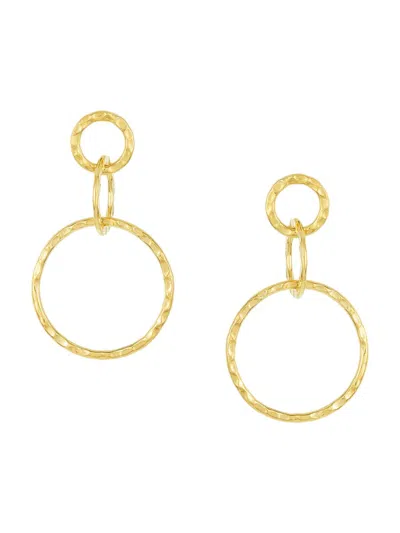 Sterling Forever Women's Hammered Interlocking Hoop Drop Earrings In Gold