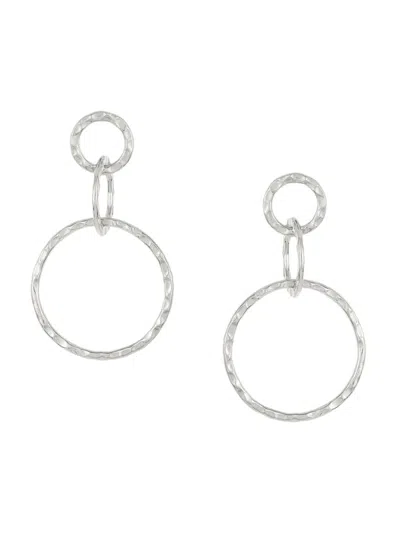 Sterling Forever Women's Hammered Interlocking Hoop Drop Earrings In Silver