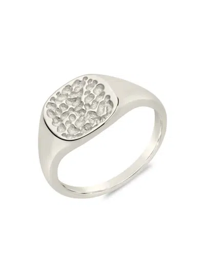 Sterling Forever Women's Hammered Square Signet Ring In Silvertone