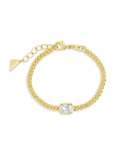 Sterling Forever Women's Harper Cubic Zirconia Curb Chain Bracelet In Gold