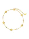 STERLING FOREVER WOMEN'S JUNE 14K GOLDPLATED & FAUX PEARL FLOWER ANKLET