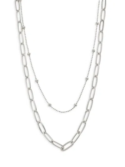 Sterling Forever Women's Leah Layered Chain Necklace In Silvertone