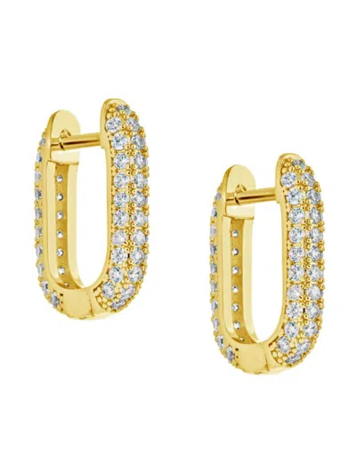 Sterling Forever Women's Mara 14k Goldplated & Cubic Zirconia Hoop Earrings In Brass
