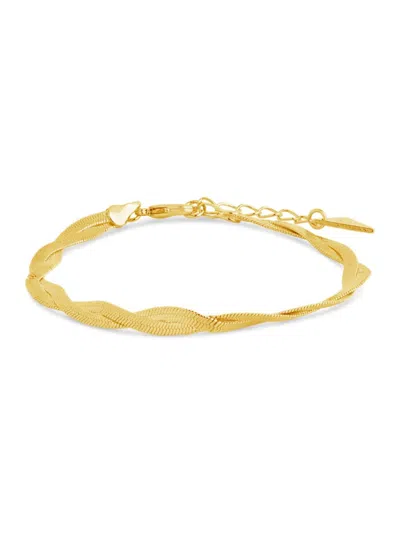 Sterling Forever Women's Oakley 14k Goldplated Braided Snake Chain Bracelet In Brass