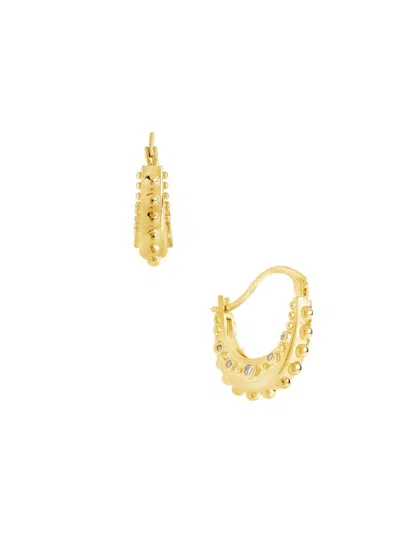 Sterling Forever Women's Oriana Cubic Zirconia Hoop Earrings In Goldtone