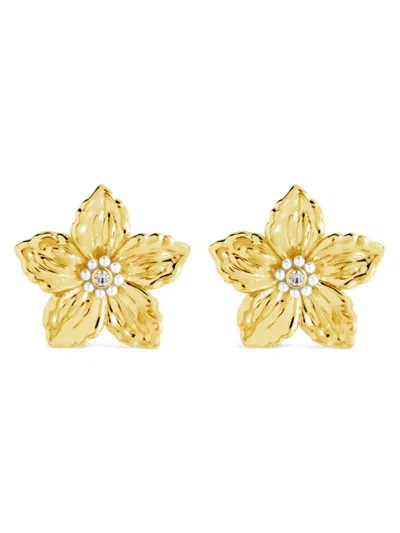 Sterling Forever Women's Ottilia 14k Goldplated & Faux Pearl Flower Stud Earrings In Brass