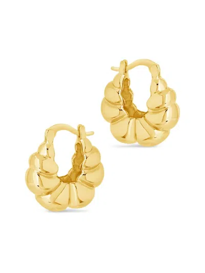 Sterling Forever Petite Croissant Hoop Earrings In Gold