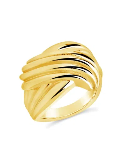Sterling Forever Women's Plié Twist Ring In Yellow Gold