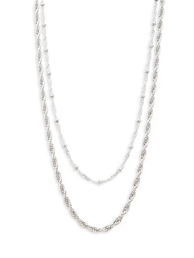 Sterling Forever Women's Raya Rhodium Plated Layered 18'' Chain Necklace In Brass