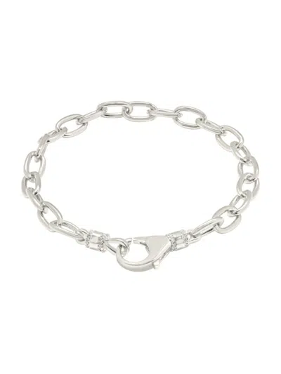 Sterling Forever Women's Rhodium Plated & Cubic Zirconia Chain Bracelet In Brass