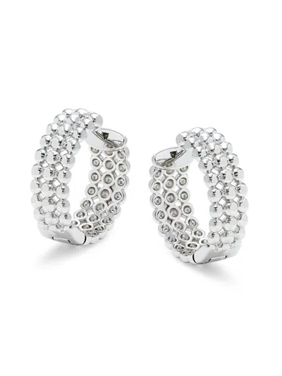 Sterling Forever Women's Rhodium Plated Bubble Hoop Earrings In Brass