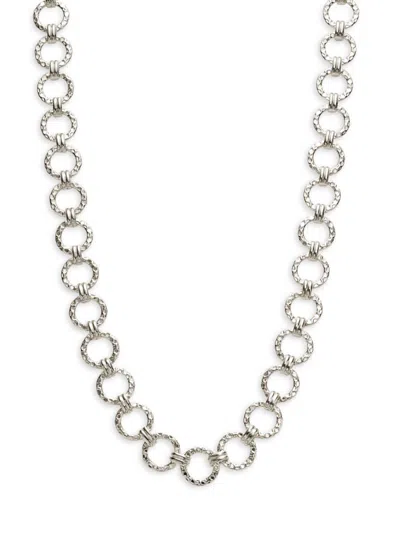 Sterling Forever Women's Rhodium Plated Molten Link Chain Necklace In Brass