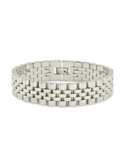 Sterling Forever Women's Rhodium Plated Stainless Steel Band Chain Bracelet In Neutral