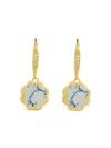 Sterling Forever Women's Rose Clover 14k Goldplated, Created Turquoise & Cubic Zirconia Drop Earrings In Turquoise