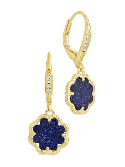 Sterling Forever Women's Rose Clover 14k Goldplated, Cubic Zirconia & Faux Stone Drop Earrings