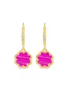 Sterling Forever Women's Rose Clover 14k Goldplated, Cubic Zirconia & Pink Turquoise Drop Earrings In Pink