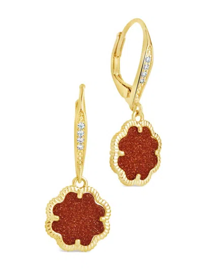 Sterling Forever 14k Plated Rose Petal Short Drop Earrings In Gold