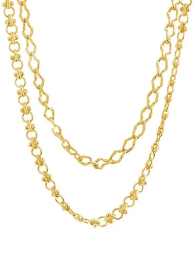 Sterling Forever Women's Selena 14k Goldplated Layered Chain Necklace In Brass