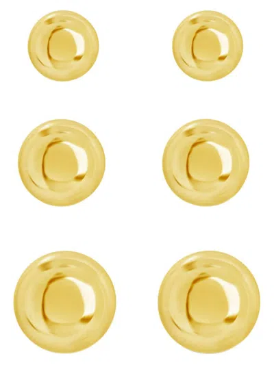 Sterling Forever Women's Set Of 3 14k Goldplated Stud Earrings In Brass