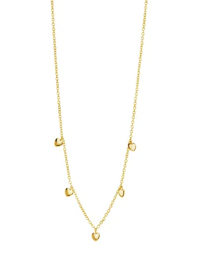Sterling Forever Women's Stationed Heart Charm Necklace In Gold