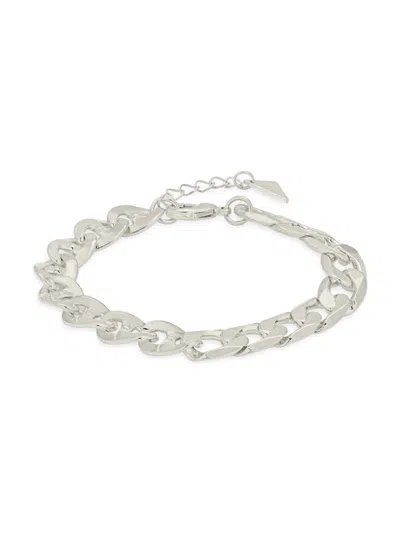 Sterling Forever Women's Whitley Rhodium Plated Curb Chain Bracelet In Brass