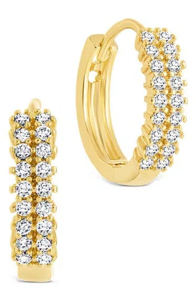 Sterling Forever Ximena Cubic Zirconia Pavé Hoop Earrings In Gold