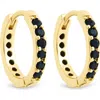 Sterling Forever Zadie Cz Everyday Hoop Earrings In Gold/black