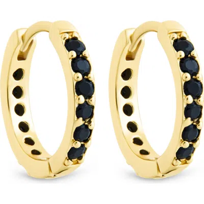 Sterling Forever Zadie Cz Everyday Hoop Earrings In Gold/black