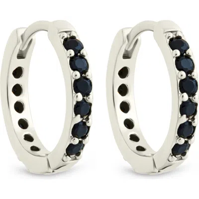 Sterling Forever Zadie Cz Everyday Hoop Earrings In Silver/black