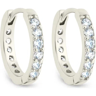 Sterling Forever Zadie Cz Everyday Hoop Earrings In Silver/clear