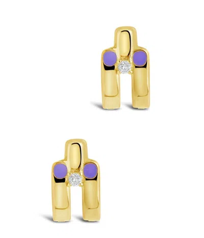 Sterling Forever Zella Cz Huggie Hoop Earrings In Gold