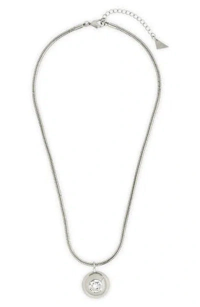 Sterling Forever Zora Cubic Zirconia Dome Pendant Necklace In Metallic