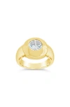 Sterling Forever Zora Cubic Zirconia Dome Signet Statement Ring In Gold