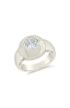 Sterling Forever Zora Cubic Zirconia Dome Signet Statement Ring