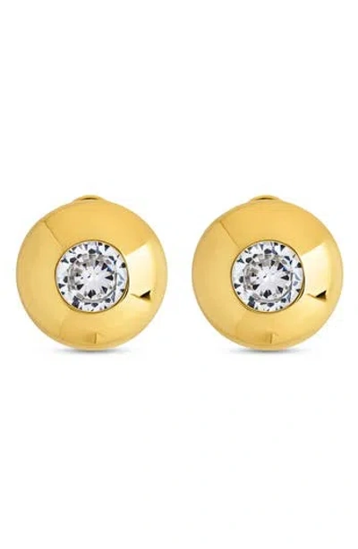 Sterling Forever Zora Cubic Zirconia Dome Stud Earrings In Gold