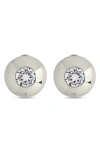 Sterling Forever Zora Cubic Zirconia Dome Stud Earrings In Silver