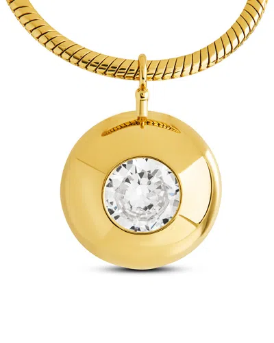 Sterling Forever Zora Cz Dome Pendant Necklace In Gold