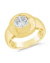 Sterling Forever Zora Cubic Zirconia Dome Signet Statement Ring In Gold