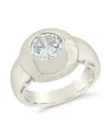 Sterling Forever Zora Cubic Zirconia Dome Signet Statement Ring In Metallic